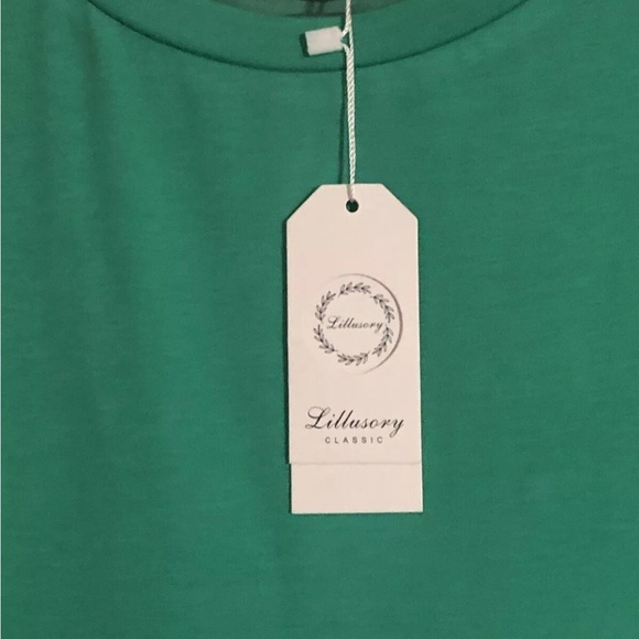 Lillusory Classic Women's T-Shirt Green Dress Stretch Tie Waist, Size Large - Picture 3 of 6